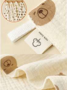 3入組隨機顏色高密度柔軟毛巾，適合兒童日常使用，可作為面巾、口水巾或嬰兒毛巾 - 杏色 - 查看 8