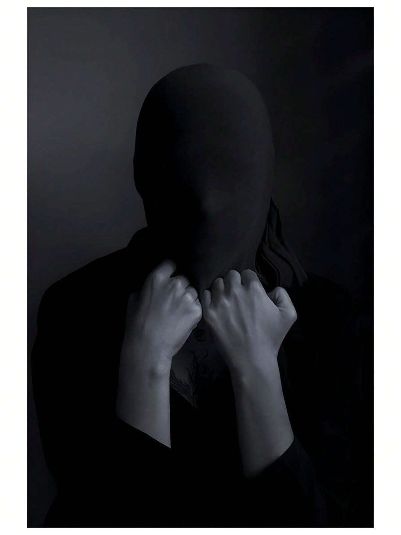 Máscara completa negra para Halloween, disfraz de tela para adultos sin