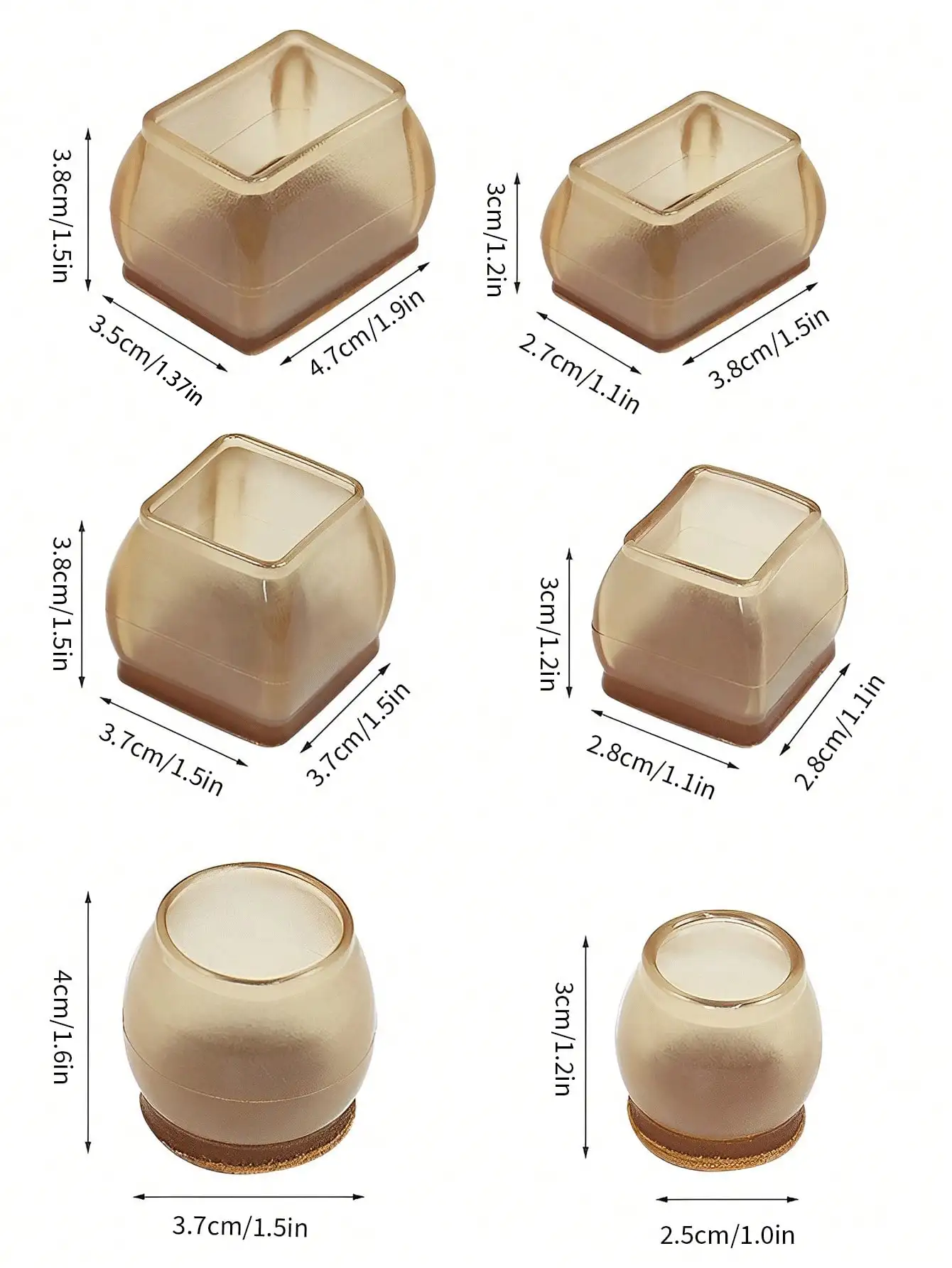 4pcs Noiseless & Wear-resistant Table Chair Leg Caps With Felt Pads - Black - View 2