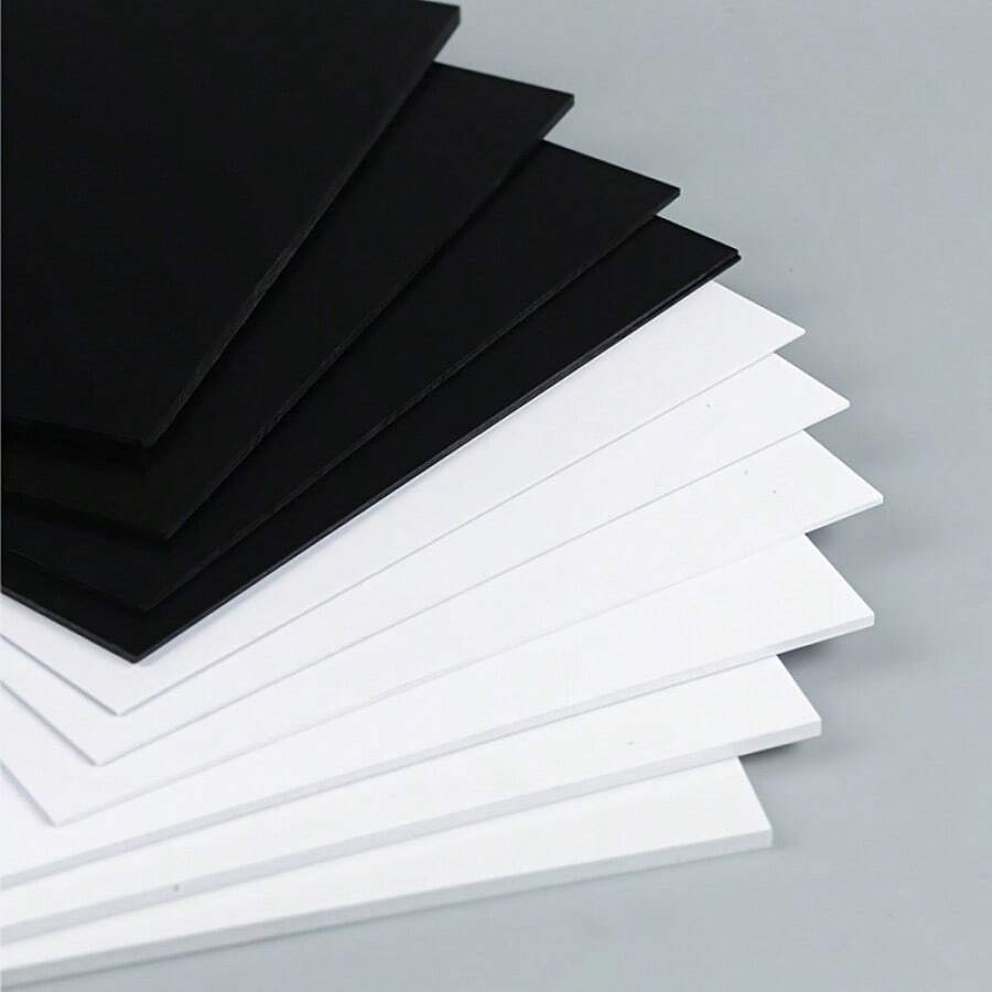 5 Sheets Black And White ABS Plastic Sheet 7.87 Inch X 11.81 Inch Rectangular Plastic Sheet Acrylic Panel, For Handicraft Sign Photography Painting 1mm/3mm/5mm Thick Flexible High Strength Plastic Sheet, ABS Plastic Sheet - Black - View 1
