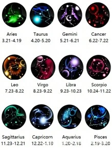 1/12pcs 12 Zodiac Glow-In-The-Dark Moon Pendant Necklace, Fashion Personalized Constellation Card Necklace - Silver - View 3