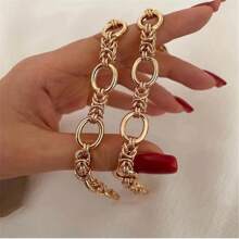 VKHK 1pc Punk Style 18K Gold Plated Stainless Steel Chain Bracelet Suitable For Women, Men, Couples, Daily Wear, Gifts
