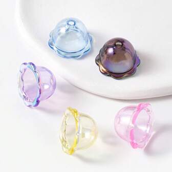 10 Pieces/Set, Transparent Straight Hole Wind Chime Acrylic Plated UV Jewelry, Suitable For DIY Car Decoration