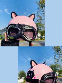 2pcs Universal Motorcycle Electric Car Driving Styling Cute Cat Ears Stickers Decor Helmet Accessories Helmet Cat Ears Decoration - one-size - View 3