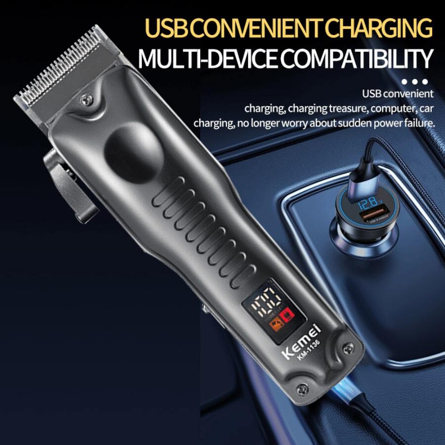 KEMEI メンズヘアクリッパーヘアードレッサービンテージKM1136 プロ用シェーバートリマー 中国製、充電可能 SHEIN JAPAN