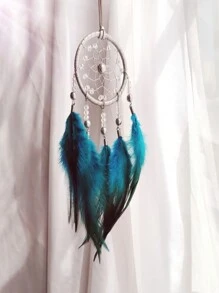 1 pieza 23 * 7cm Atrapasueños colgante para coche con pluma + colgante para coche con pluma con cuentas de cristal + anillo de hierro + hilo de cera coreano + para utilizar dentro del coche, sala de estar, estudio, porche, balcón, jardín al aire libre - Multicolor - Ver 16