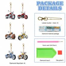 6pcs DIY Diamond Painting Keychain - Motorcycle - Multicolor - View 6