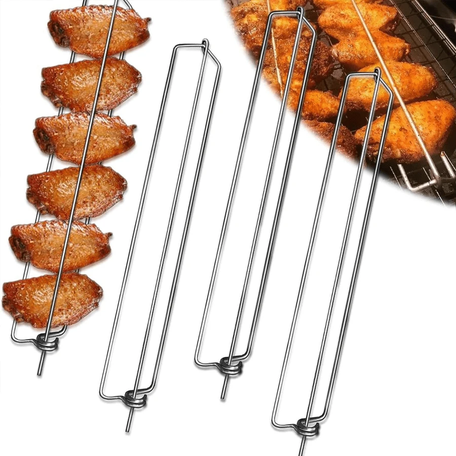 4pcs Outdoor BBQ Forks, BBQ Grilling Tools, Chicken Wing Rack Perfect