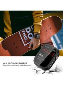 2pcs Black PC+Tempered Glass Integrated Watch Case, Shock-Resistant Fashionable Protective Cover, Compatible With Apple Watch Series 38/40/41/42/44/45/46/49mm, Compatible With Apple Watch Series Ultra/SE/11/10/9/8/7/6/5/4/3/2/1, Smart Watch Accessories - Black*2 - View 6