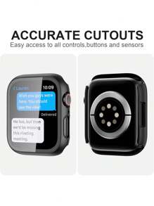 2pcs Black PC+Tempered Glass Integrated Watch Case, Shock-Resistant Fashionable Protective Cover, Compatible With Apple Watch Series 38/40/41/42/44/45/46/49mm, Compatible With Apple Watch Series Ultra/SE/11/10/9/8/7/6/5/4/3/2/1, Smart Watch Accessories - Black*2 - View 5