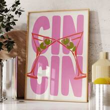 Cin Cin Cheers Print, Retro Wine Poster, Pasta Night Food Print, Bar Cart Art Print, Maximalist Kitchen Print,50*70cm(19.7*27.5in)Unframed,Wall Art,Canvas Gifts Birthday Graduation Room Decor - Multicolor - View 2