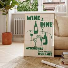 Cin Cin Cheers Print, Retro Wine Poster, Pasta Night Food Print, Bar Cart Art Print, Maximalist Kitchen Print,50*70cm(19.7*27.5in)Unframed,Wall Art,Canvas Gifts Birthday Graduation Room Decor - Multicolor - View 4