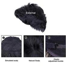 Synthetic Men's Short Straight Wig Black For Men Hair Fluffy Realistic Natural Headpiece Hair Heat Resistant For Daily Party