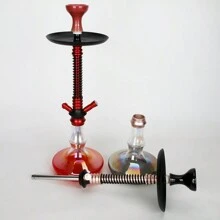 1pc Aluminum Alloy Hookah Pipe, Large Size With 50pcs Aluminum Foil Papers, 50pcs Disposable Long Mouthpieces, Silicone Hose, Aluminum Alloy Handle, Spring Cover, Clamp, Ceramic Bowl, Handblown Colored Glass Bottle - one-size - View 5