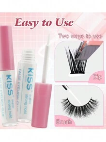 Kisseyedor 超强睫毛胶，防水配方，强力定型，不含乳胶且无刺激性，持久耐用，速干（约 5g）DIY 单簇自粘假睫毛，透明白色，48 小时定型，1 件睫毛胶，睫毛胶 - 白色 - 查看 6