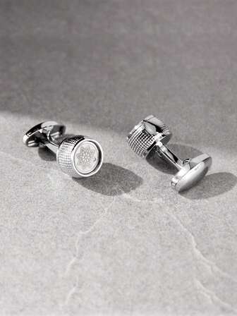 1 对圆形厚花卉图案装饰花饰袖扣，适合男士正装衬衫和西装的优雅配饰