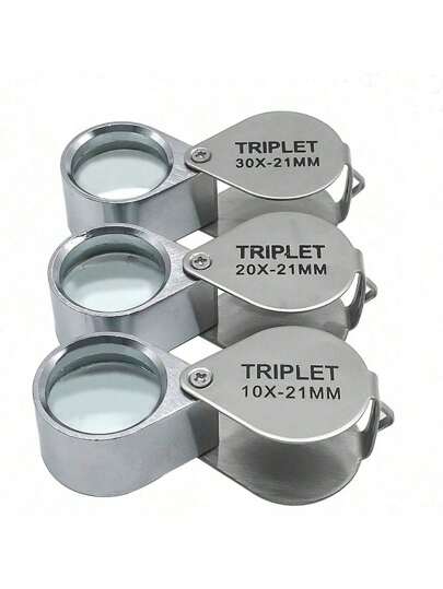 1 pezzo 10X 20X 30X Lente d'ingrandimento da tasca con lente tripletta ripiegabile in strass adatta per gioielli, occhiali per gioiellieri, strumento di lettura con lente d'ingrandimento