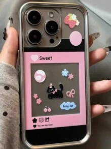 1pc Picture Frame Playing Little Black Cat Anti-Drop TPU Phone Case Compatible With IPhone