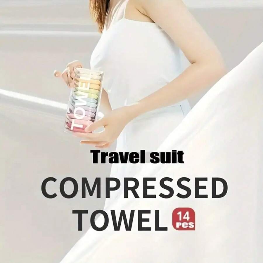 Portable Compressed Disposable Towels, Thickened Compression Disposable Face Towel, Perfect For Travel & Home Use - Multicolor - View 1