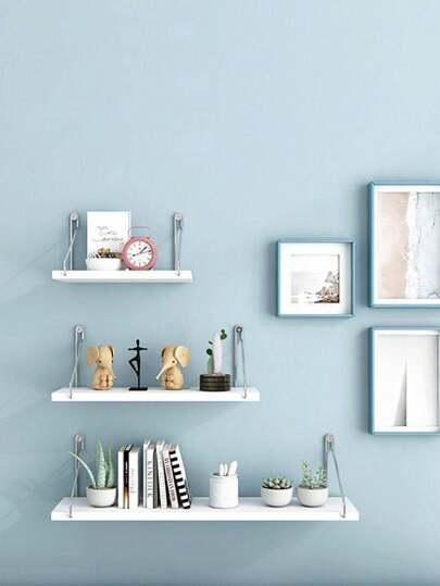 1 raft în formă de scrisoare montat pe perete (S/M/L) cu cârlige gratuite pentru camera de zi, studiu, dormitor, fundal TV, organizator de depozitare