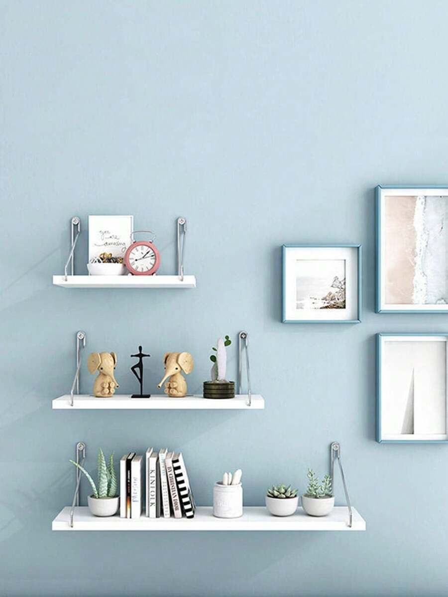 1 Kệ Treo Tường Hình Chữ Cái (S/M/L) Có Móc Miễn Phí Cho Phòng Khách, Phòng Học, Phòng Ngủ, Nền TV, Hộp Đựng Đồ - trắng - Xem 1