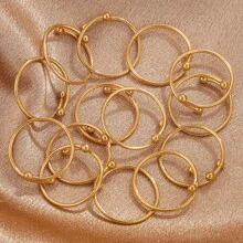 5 pezzi Ball Ad Anello In Acciaio Inossidabile A Croce Aperta Con Sfere Piccole Placcato Oro Stile Retrò Europa E Stati Uniti Anello Dito A Doppia Sfera Regolabile Di Dimensioni Adatto Per Gioielli