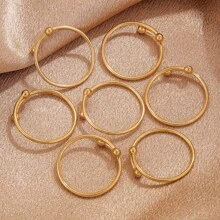 5 pezzi Ball Ad Anello In Acciaio Inossidabile A Croce Aperta Con Sfere Piccole Placcato Oro Stile Retrò Europa E Stati Uniti Anello Dito A Doppia Sfera Regolabile Di Dimensioni Adatto Per Gioielli