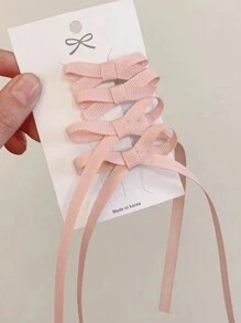 4件套女孩可爱甜美蝴蝶结发夹套装，款式多样——波西米亚森林/公主/皇冠风格，配飘带和蝴蝶结，内含鳄鱼皮发夹和多巴胺棒。适合千禧一代 (Y2K) 女孩、韩流粉丝、音乐节常客以及日常佩戴。可作为发饰礼物。 - 4個裝緞帶蝴蝶結髮夾 - 查看 16