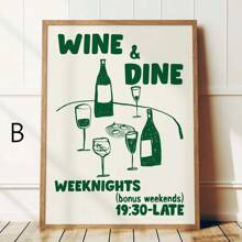 Cin Cin Cheers Print, Retro Wine Poster, Pasta Night Food Print, Bar Cart Art Print, Maximalist Kitchen Print,50*70cm(19.7*27.5in)Unframed,Wall Art,Canvas Gifts Birthday Graduation Room Decor - Multicolor - View 15