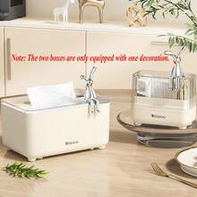 1 Hộp Khăn Giấy + Bộ Đựng Tăm, Màu Trắng Kem, Cao Cấp, Dễ Thương, Đơn Giản, Sang Trọng, Dùng Cho Gia Đình Hoặc Thương Mại, Thích Hợp Cho Phòng Khách Hoặc Nhà Hàng, Có Hộp Đựng Khăn Giấy Và Hộp Đựng Tăm Lò Xo, Trang Trí Nhà Cửa, Đồ Dùng Học Tập - Nhiều màu - Xem 5