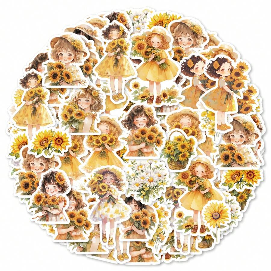 TiTiPaPa 30 Chiếc Đa Phong Cách Cô Gái Miếng Dán Túi Trang Trí Laptop Nước Vali Ván Trượt Nhật Ký Đồ Chơi Cổ Điển Sổ Lưu Niệm Tự Làm Sinh Viên văn Phòng Phẩm Decal - Màu vàng - Xem 1