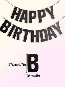 2 piezas Decoraciones de banderines de papel negro para fiestas de cumpleaños - Negro - Ver 3