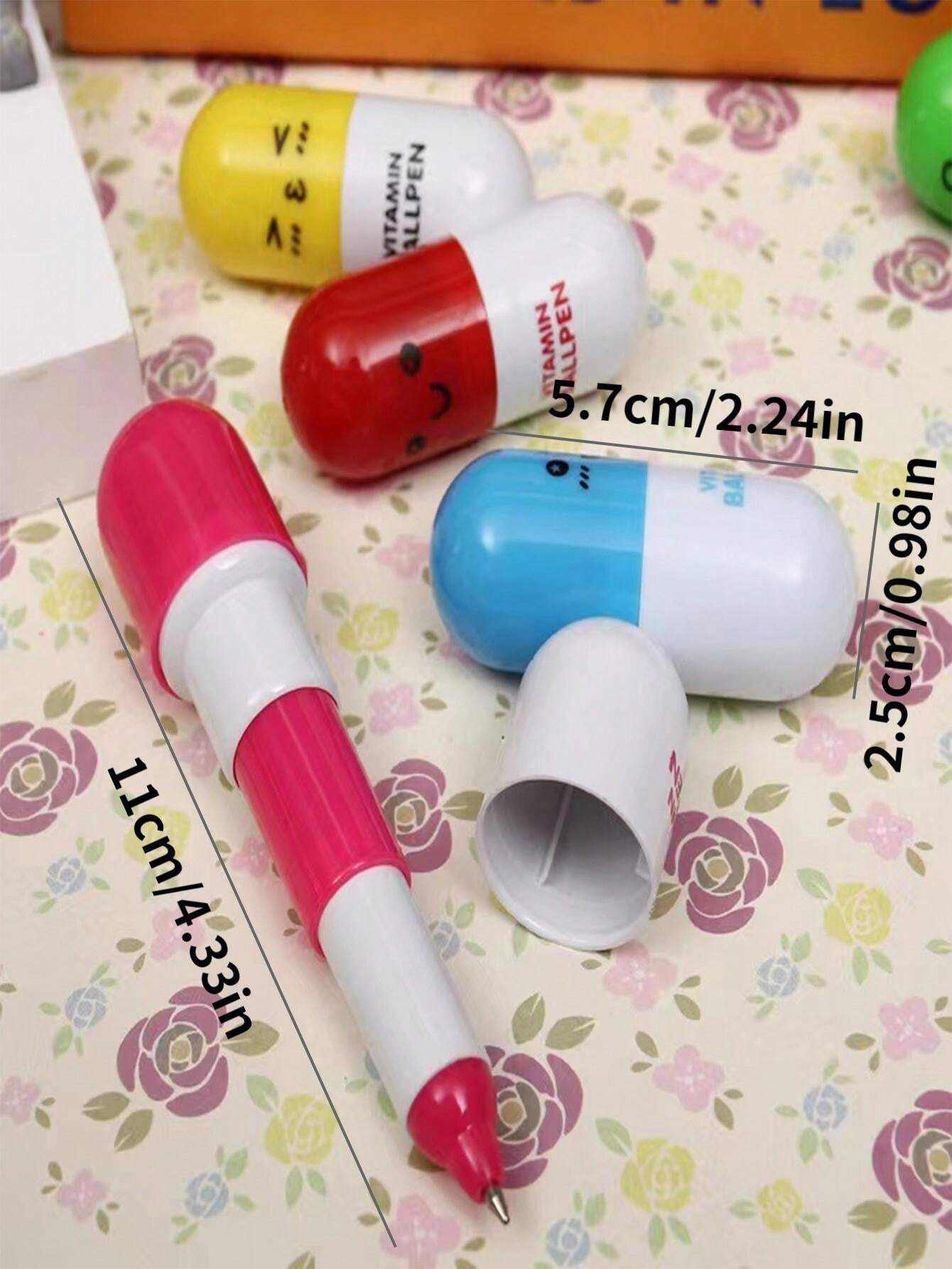 4pcs Cartoon Pill Shaped Retractable Ballpoint Pens, Creative ...
