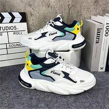 男鞋2024新款透气时尚厚底运动鞋ins百搭潮流青少年休闲运动鞋厚底防滑潮鞋男 - 藍色 - 查看 5