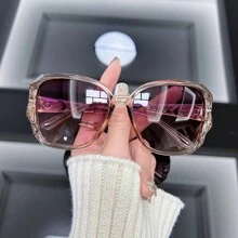 1 pieza Gafas de moda cuadradas vintage, clásicas y elegantes con montura poligonal grande para mujer y hombre, ideal para verano, playa, vacaciones, exterior y viajes