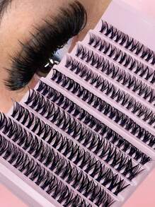 200 Pcs Lash Clusters 8-16MM D Curl DIY Individual Lashes Fluffy Wispy Eyelash Extensions Reusable Natural Look At Home Lash Kit - C - View 1