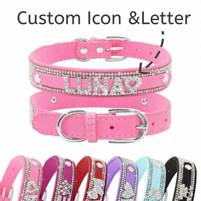 Collar personalizado con el nombre de la mascota y dijes, collar de identificación para perros y gatos con una amplia gama de accesorios para elegir, adecuado para mascotas pequeñas, medianas y grandes