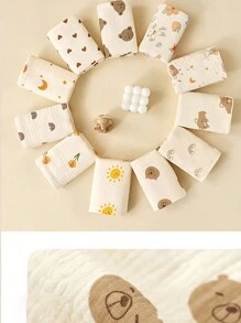 3入組隨機顏色高密度柔軟毛巾，適合兒童日常使用，可作為面巾、口水巾或嬰兒毛巾 - 杏色 - 查看 3