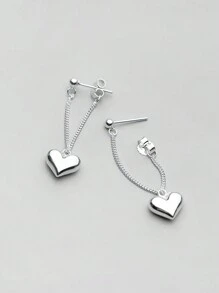 925 Sterling Silver Heart Shaped Earrings Jewelry Set For Women, Hypoallergenic, Party Gift Holiday
