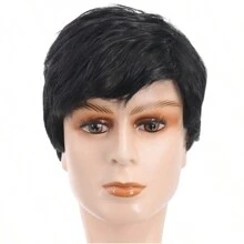 Synthetic Men's Short Straight Wig Black For Men Hair Fluffy Realistic Natural Headpiece Hair Heat Resistant For Daily Party