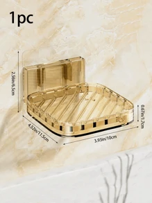 Luxury No-Drilling Soap Dish Holder With Drain For Bathroom And Kitchen, Wall Mounted Transparent Soap Box, Creative Soap Plate, Large Size, Soap Rack - Multicolor - View 2