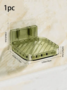 Luxury No-Drilling Soap Dish Holder With Drain For Bathroom And Kitchen, Wall Mounted Transparent Soap Box, Creative Soap Plate, Large Size, Soap Rack - Multicolor - View 5
