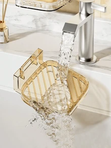 Luxury No-Drilling Soap Dish Holder With Drain For Bathroom And Kitchen, Wall Mounted Transparent Soap Box, Creative Soap Plate, Large Size, Soap Rack - Multicolor - View 8