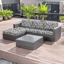 1 pieza Cubierta de cojín de sofá elástico impreso para jardín, cubierta de asiento de sofá de reemplazo al aire libre, cubierta de cojín de silla flexible, para la protección de muebles de porche y patio