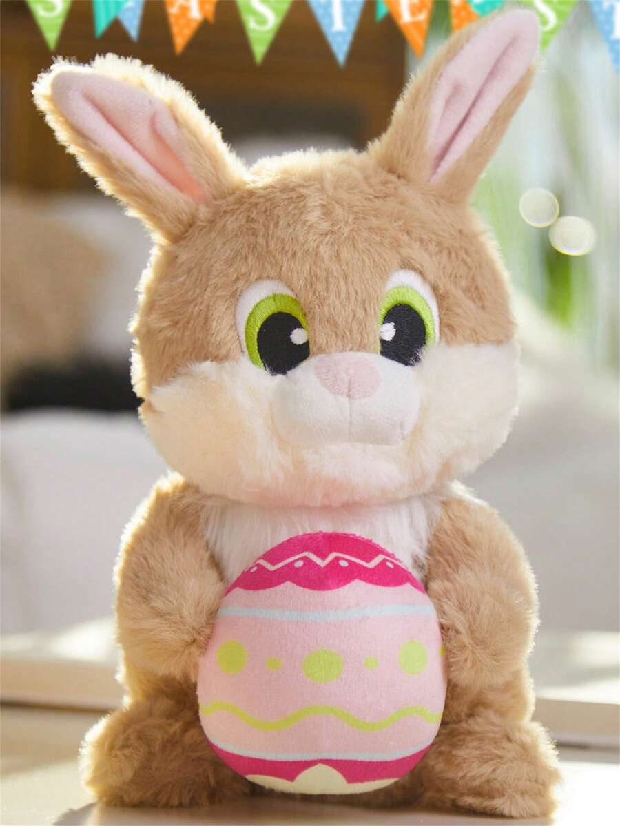 复活节兔子毛绒玩具，逼真的兔子填充动物，送给女朋友、朋友、男朋友、家居装饰的生日礼物 - 棕色 - 查看 1