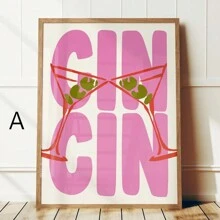 Cin Cin Cheers Print, Retro Wine Poster, Pasta Night Food Print, Bar Cart Art Print, Maximalist Kitchen Print,50*70cm(19.7*27.5in)Unframed,Wall Art,Canvas Gifts Birthday Graduation Room Decor - Multicolor - View 18