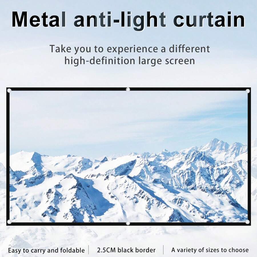 120 Inch Daytime Projector Screen White With Black Side Hooks, High