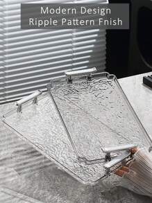 1pc Acrylic Clear Serving Tray With Handle Decorative Tray Organiser For Ottoman Coffee Table Countertop With Handles Luxurious Storage Rack For Kitchen Spices, Snacks, Cosmetics Organizer, Fridge, Home Necessity Back To School