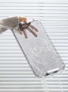 1pc Acrylic Clear Serving Tray With Handle Decorative Tray Organiser For Ottoman Coffee Table Countertop With Handles Luxurious Storage Rack For Kitchen Spices, Snacks, Cosmetics Organizer, Fridge, Home Necessity Back To School