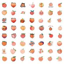 56 Pcs Peach Stickers Vinyl Aesthetics Stickers For Scrapbooking, Diary, Laptop, Bumper, Skateboard, Water Bottle, Computer, Phone, Cartoon, Hard Hat, Car Stickers And Decals - Multicolor - View 4